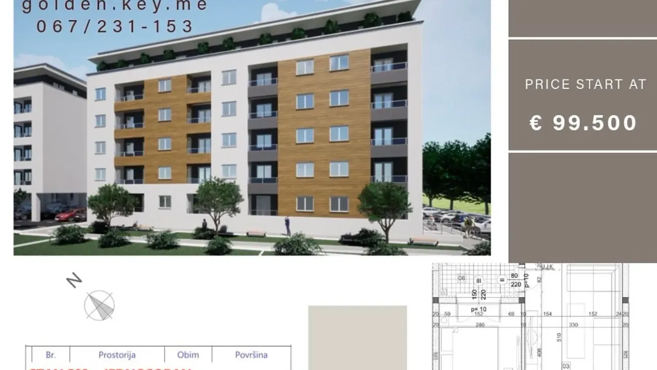 Prodaja, jednosoban stan, 45m², Zagorič, Podgorica
