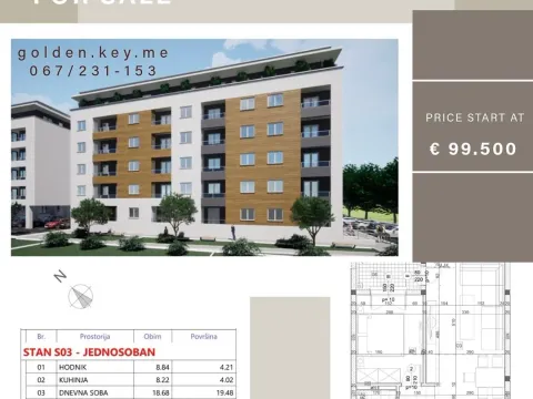 Prodaja, jednosoban stan, 45m², Zagorič, Podgorica - image 1