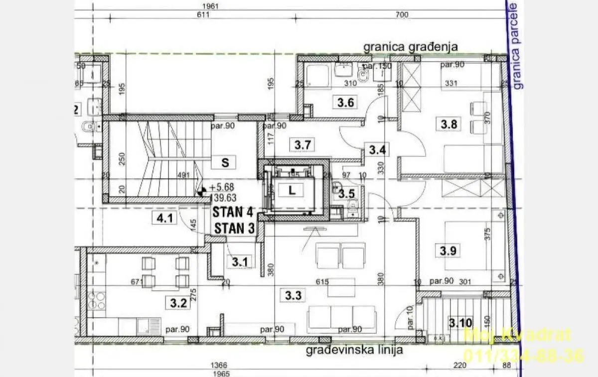 Sale, three bedroom apartment, 78m², Južni Bulevar, Vračar Sve Podlokacije