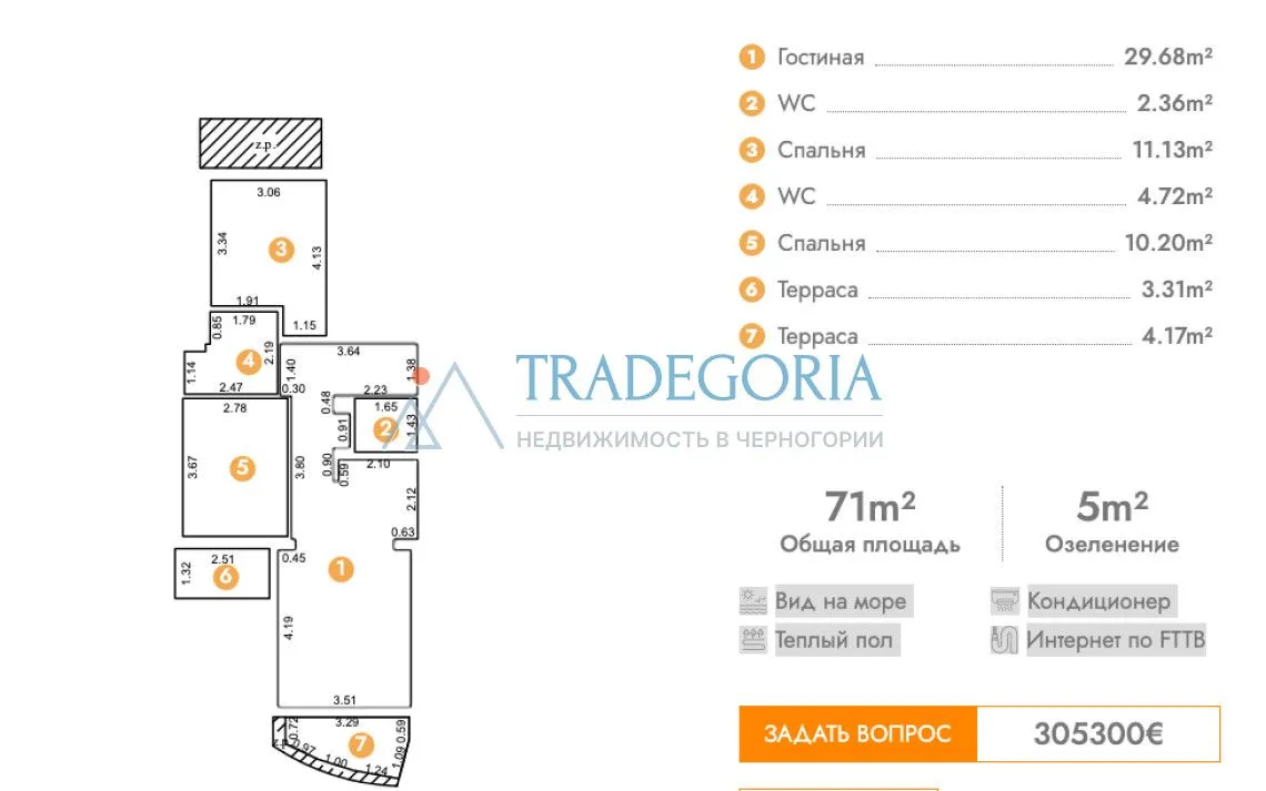 Prodaja, dvosoban stan, 66m², Bečići, Budva