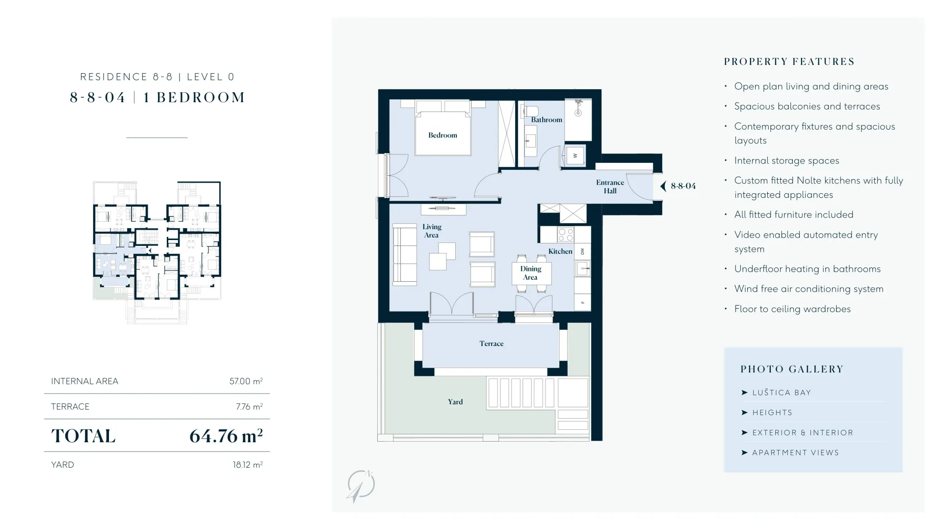 Prodaja, jednosoban stan, 65m², Luštica Bay, Tivat