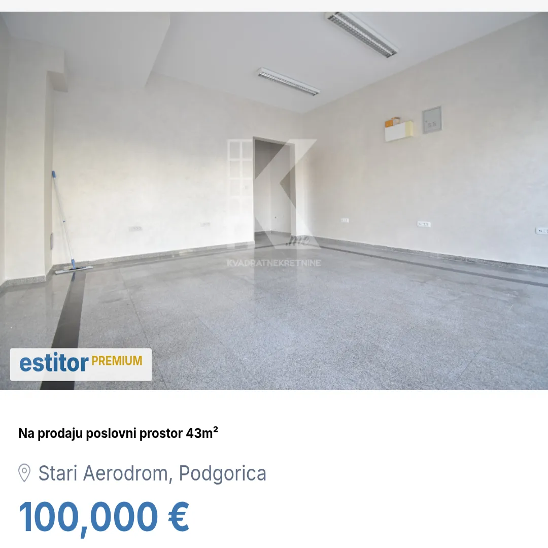Prodaja, poslovni prostor, 43m², Stari Aerodrom, Podgorica