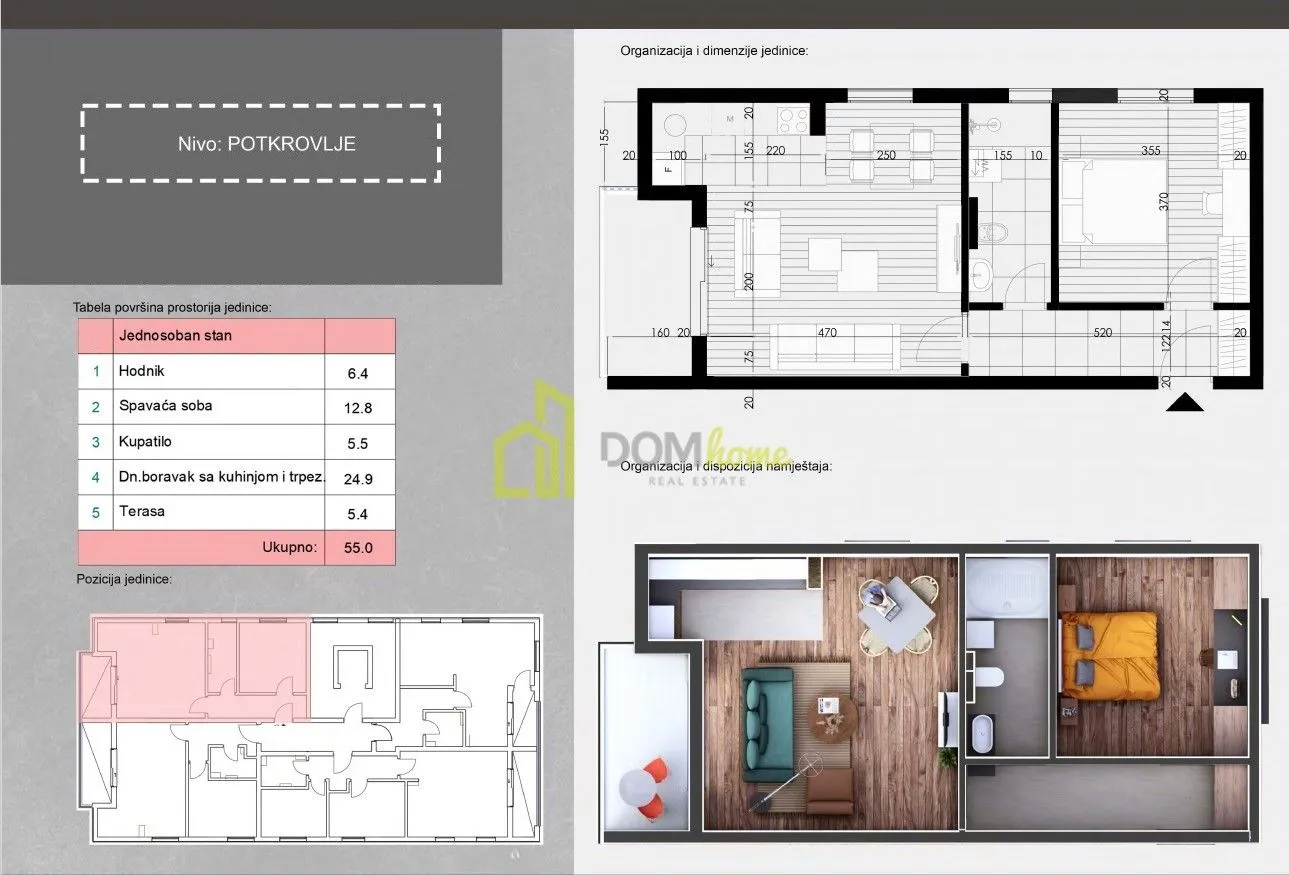 Sale, one bedroom apartment, 55m², Momišići, Podgorica