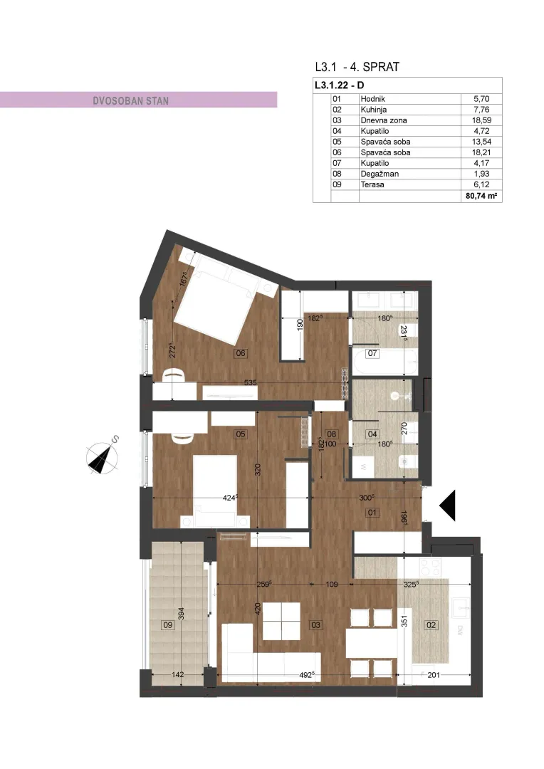 Prodaja, dvosoban stan, 80m², Donja Gorica, Podgorica