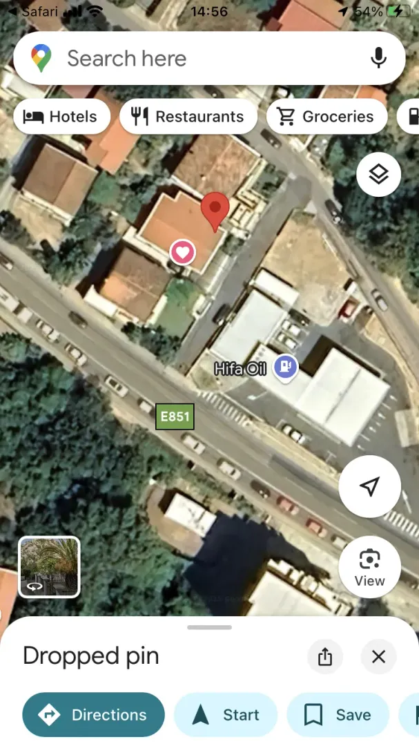 Satellite view of the property location with map.