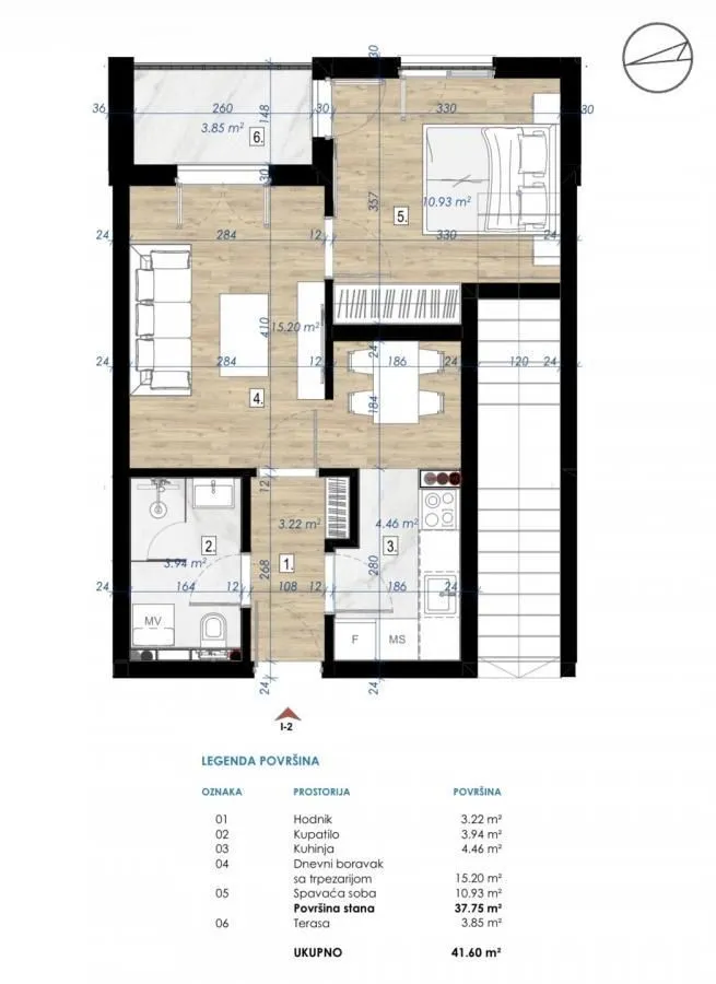 Prodaja, stan, 42m², Zabjelo, Podgorica