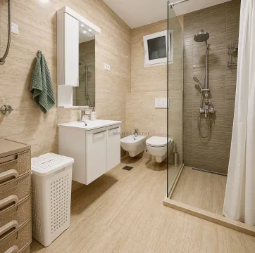 Moderne kupatilo sa tuš kabinom, umivaonikom i ugradnom sanitarijom. - image 7