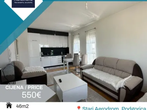 Rent, one bedroom apartment, 46m², Stari Aerodrom, Podgorica