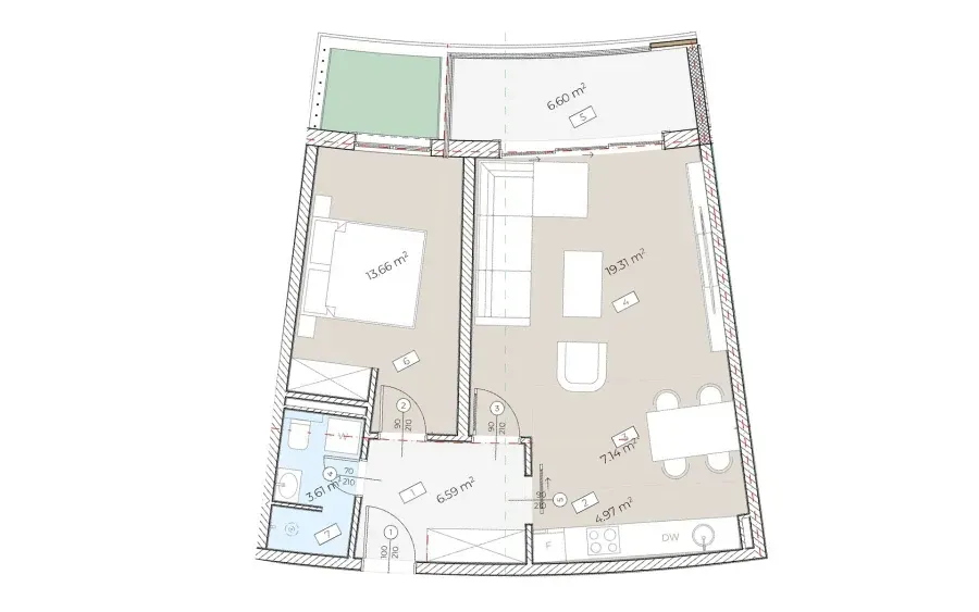 Sale, one bedroom apartment, 60m², Bečići, Budva