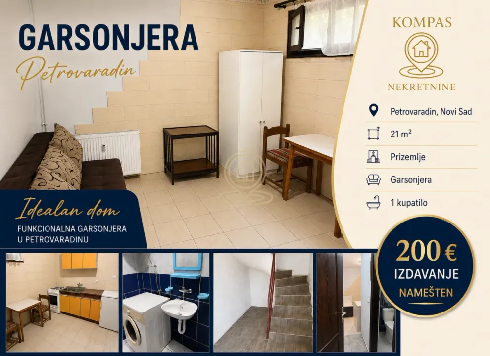 Rent, studio apartment, 21m², Petrovaradin, Novi Sad