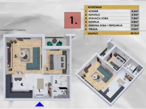 Prodaja, jednosoban stan, 41m², Ilino, Bar - image 2