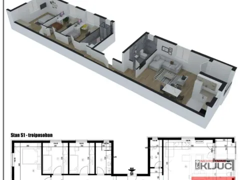 Sale, three bedroom apartment, 84m², Klisa, Novi Sad Sve Podlokacije