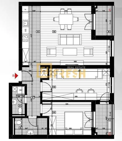 Prodaja, dvosoban stan, 82m², Stari Aerodrom, Podgorica