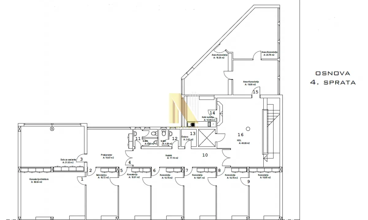 Izdavanje, poslovni prostor, 679m², Centar, Novi Sad