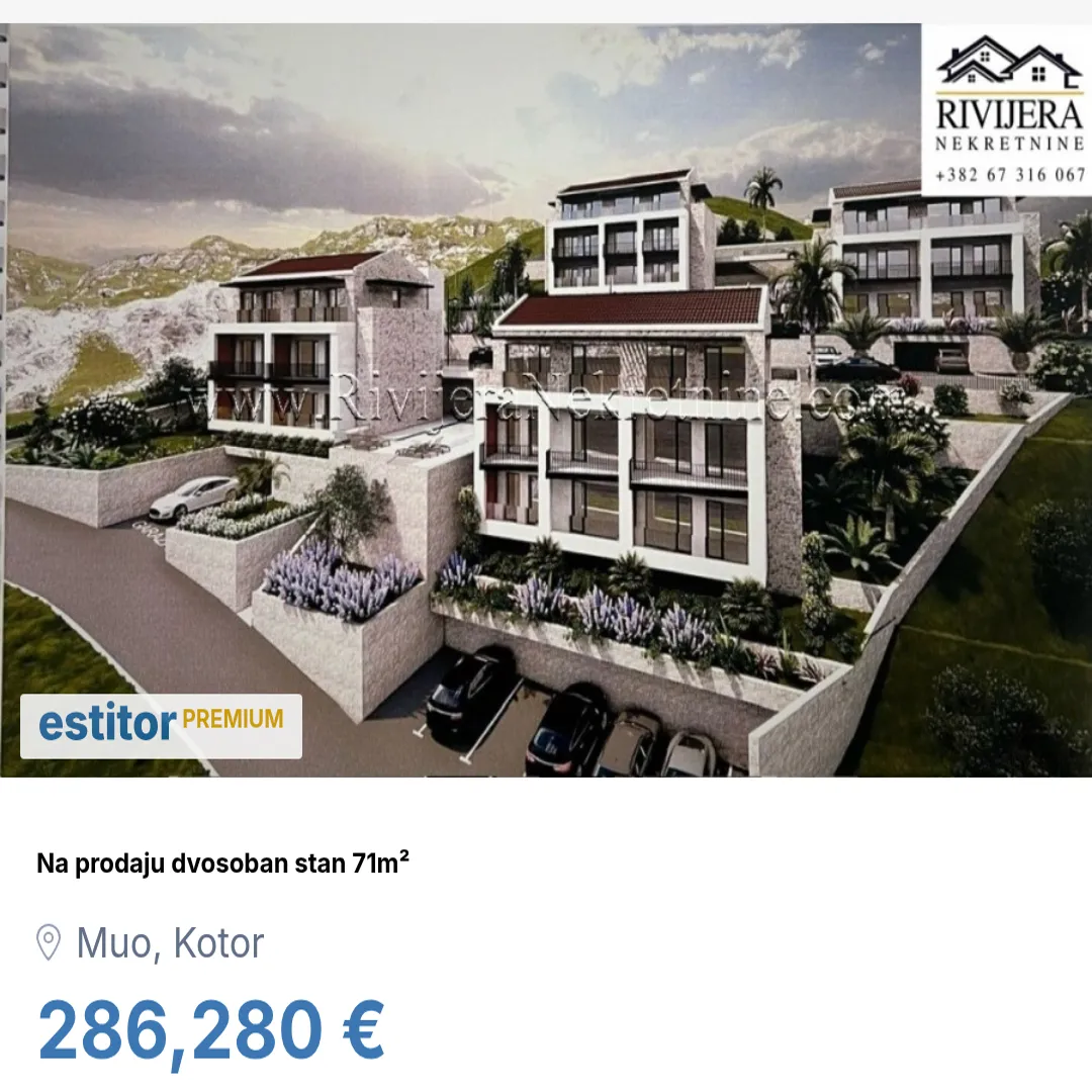 Prodaja, dvosoban stan, 71m², Muo, Kotor