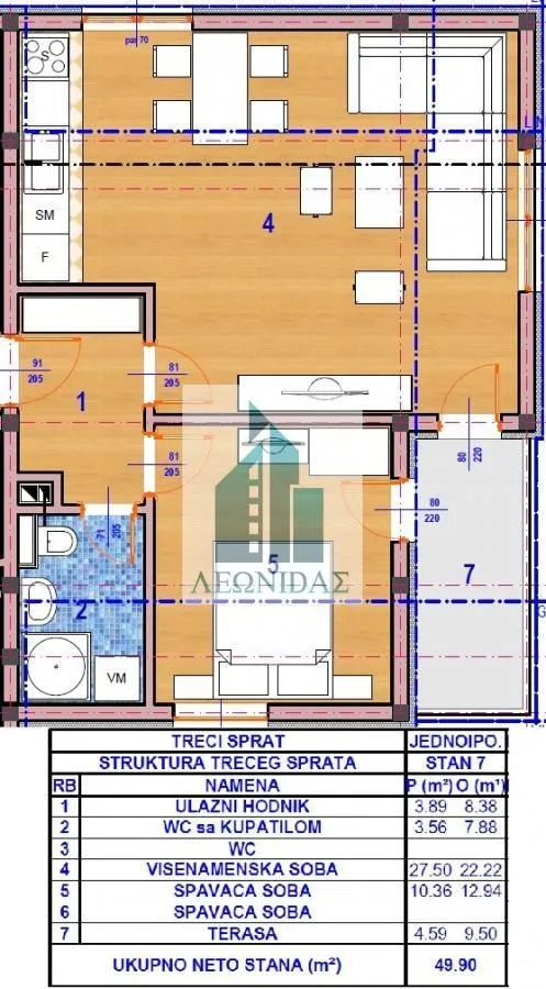 Prodaja, jednosoban stan, 50m², Donja Vrežina, Niš