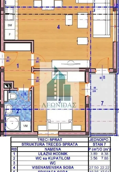 Prodaja, jednosoban stan, 50m², Donja Vrežina, Niš