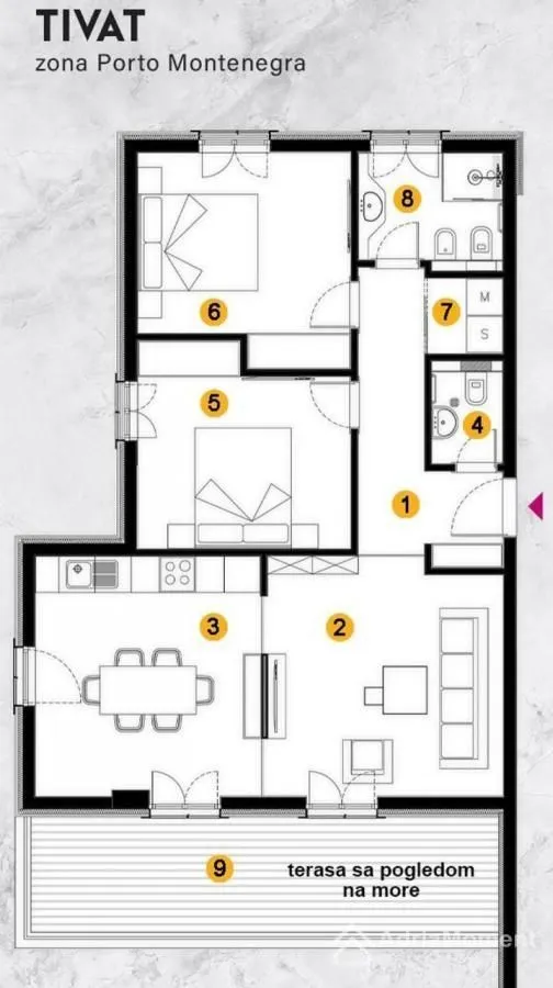Prodaja, dvosoban stan, 85m², Porto Montenegro, Tivat
