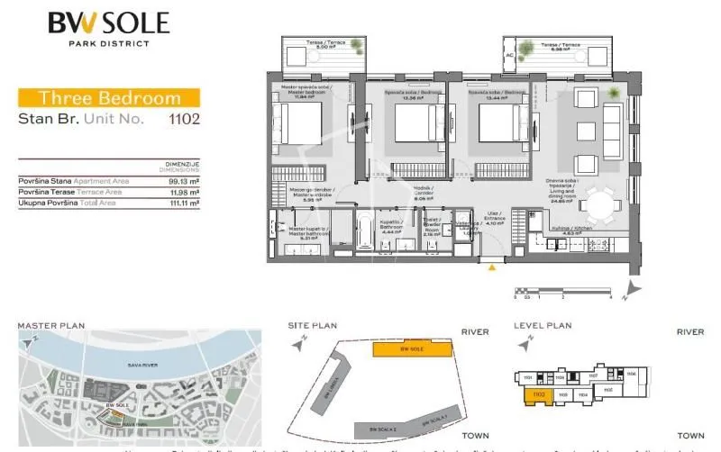 Prodaja, četvorosoban stan, 111m², Beograd Na Vodi, Beograd