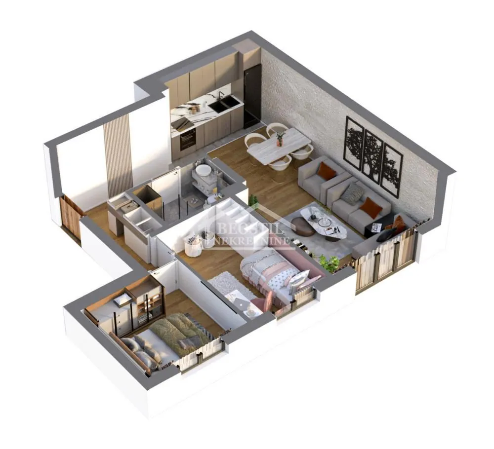 Prodaja, dvosoban stan, 53m², Bežanija, Beograd