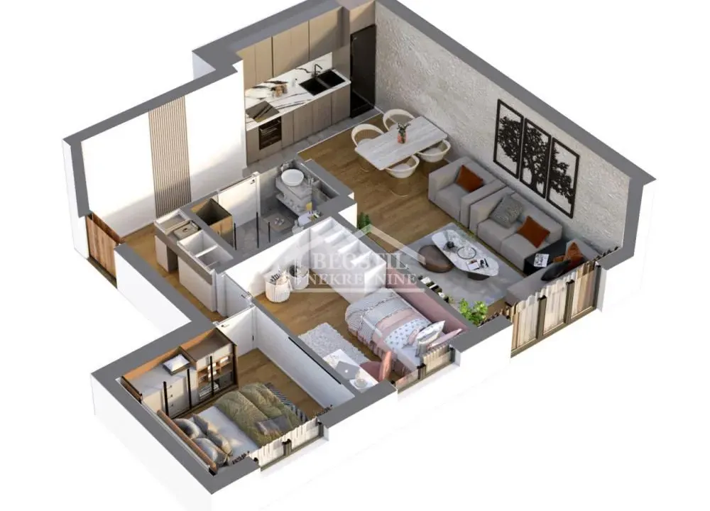 Sale, two bedroom apartment, 53m², Bežanija, Beograd