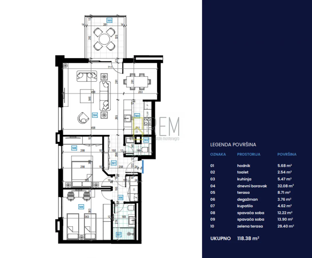Prodaja, dvosoban stan, 63m², Podgorica, Crna Gora