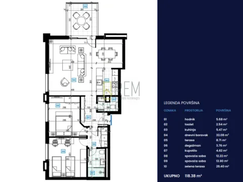 Sale, two bedroom apartment, 63m², Podgorica, Crna Gora - image 13