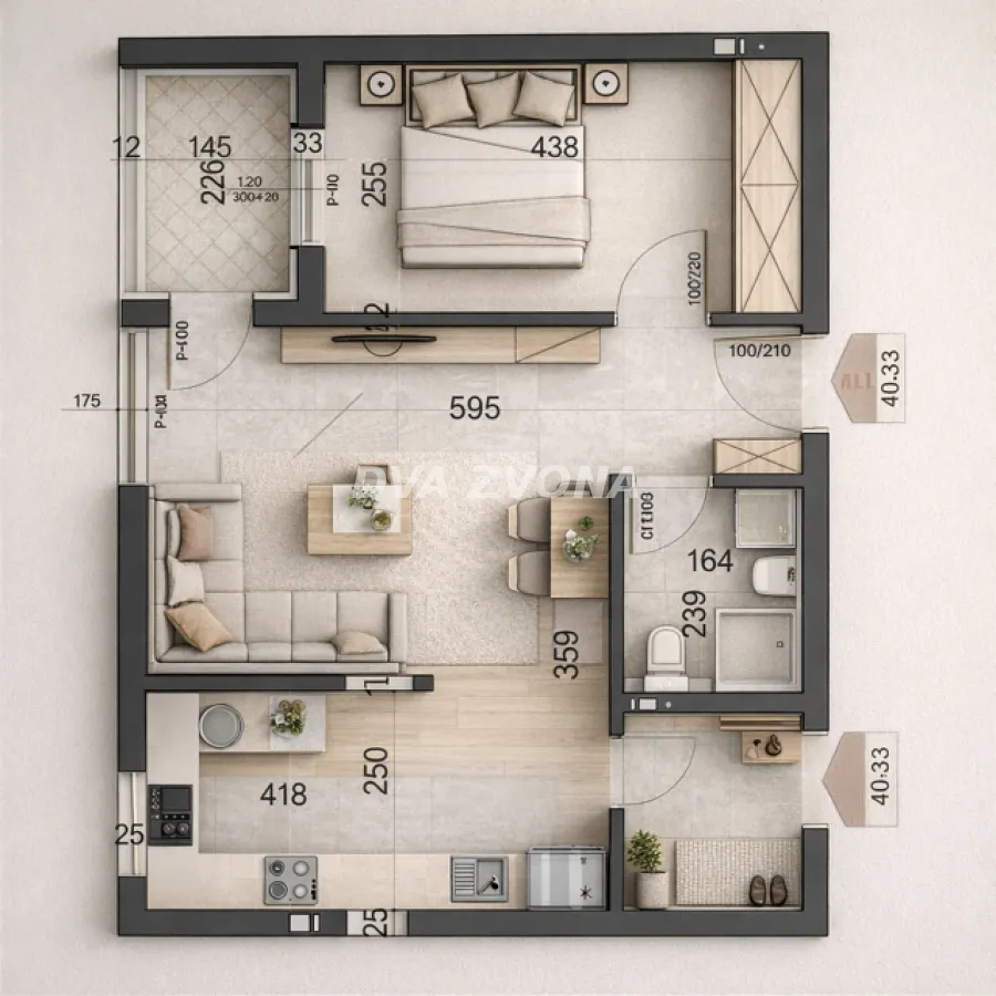 Sale, two bedroom apartment, 40m², Telep, Novi Sad Sve Podlokacije