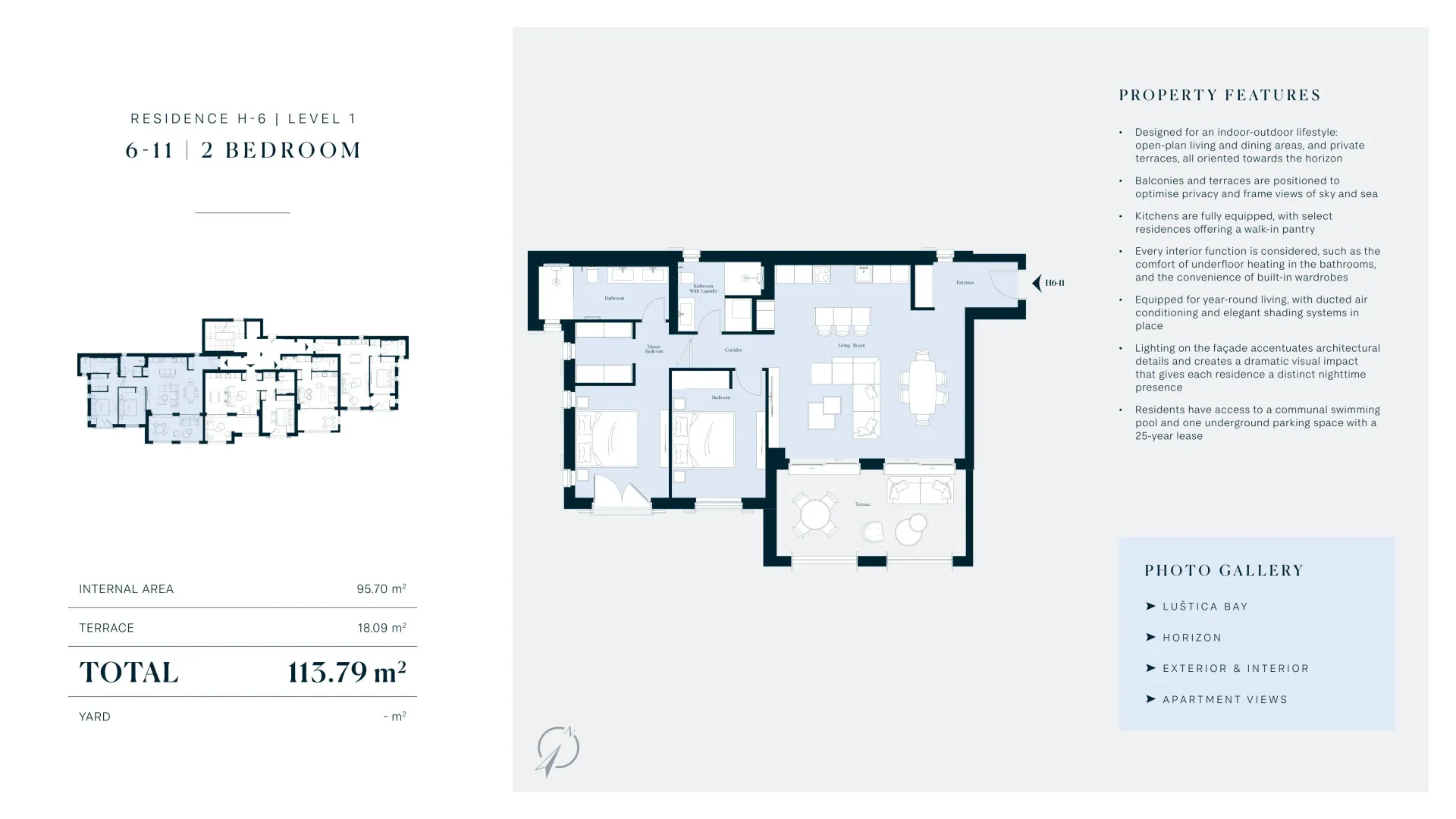 Prodaja, dvosoban stan, 110m², Luštica Bay, Tivat