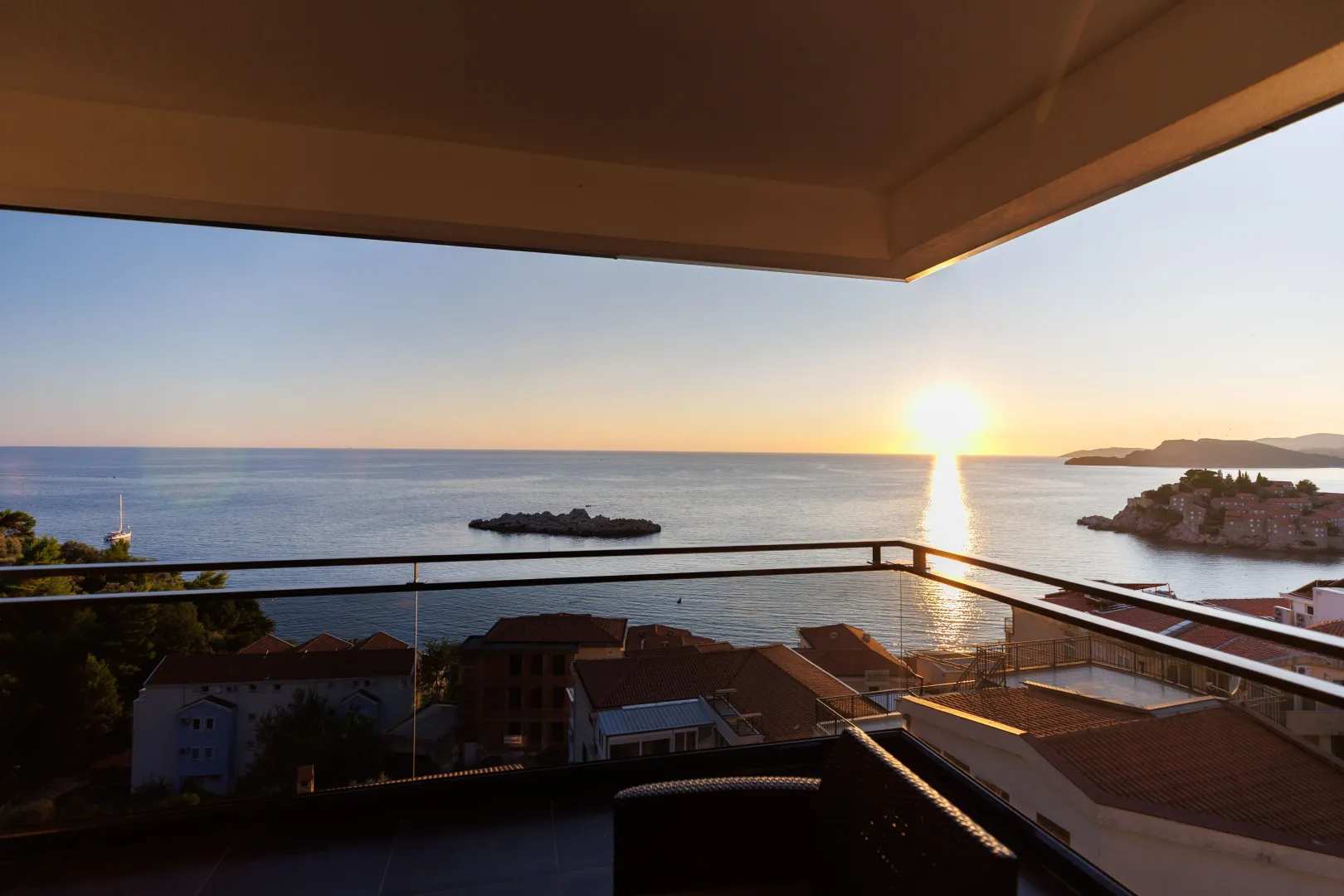 Sea and sunset view from the balcony.