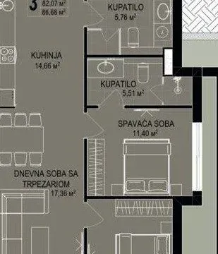 Sale, three bedroom apartment, 85m², Kamenovo, Budva - image 8
