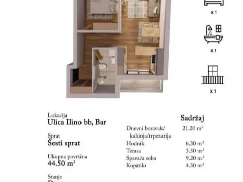 Prodaja, stan, 45m², Bar, Crna Gora - image 2