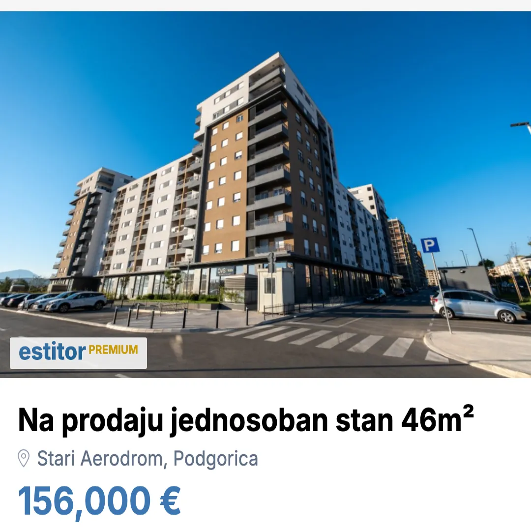 Sale, apartment, 46m², Stari Aerodrom, Podgorica