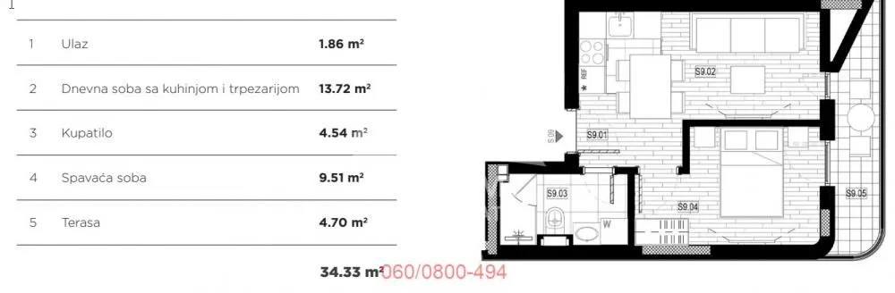 Prodaja, dvosoban stan, 34m², Lekino Brdo, Voždovac Sve Podlokacije