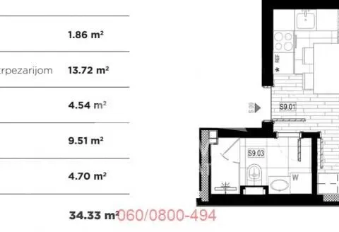 Sale, two bedroom apartment, 34m², Lekino Brdo, Voždovac Sve Podlokacije - image 2