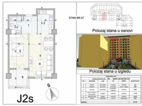 Prodaja, jednosoban stan, 53m², Budva, Crna Gora