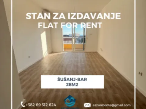 Rent, studio apartment, 28m², Šušanj, Bar