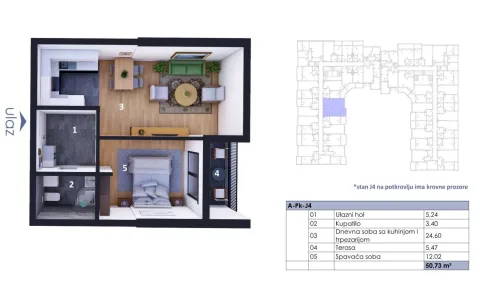 Sale, one bedroom apartment, 51m², Ljubović, Podgorica - image 2
