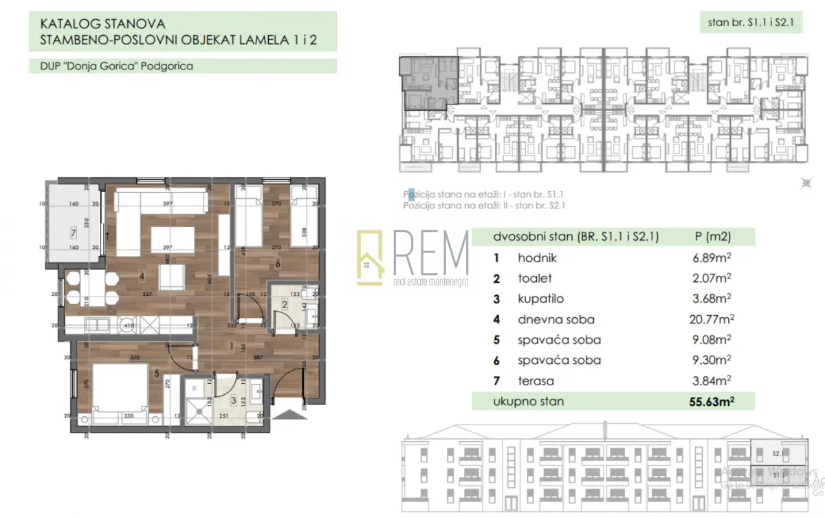 Prodaja, jednosoban stan, 55m², Donja Gorica, Podgorica