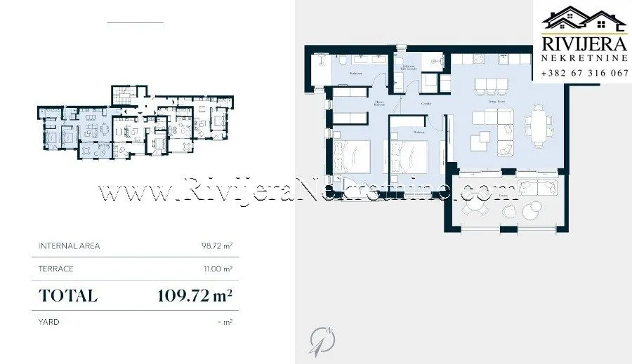 Prodaja, dvosoban stan, 110m², Tivat, Crna Gora