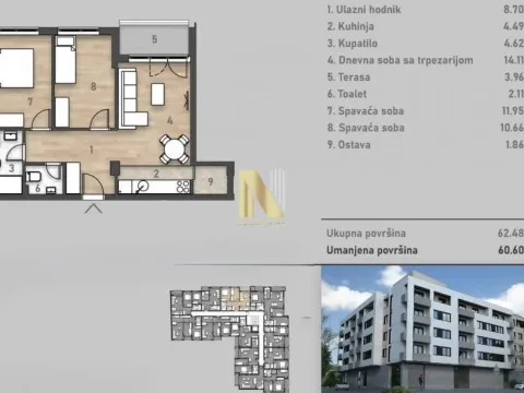 Prodaja, trosoban stan, 62m², Salajka, Novi Sad Sve Podlokacije - image 2