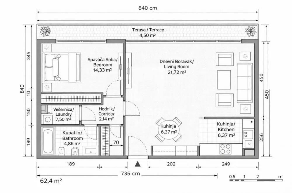 Prodaja, dvosoban stan, 62m², Savski Venac, Beograd
