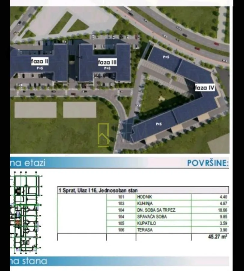 Prodaja, jednosoban stan, 45m², Zabjelo, Podgorica
