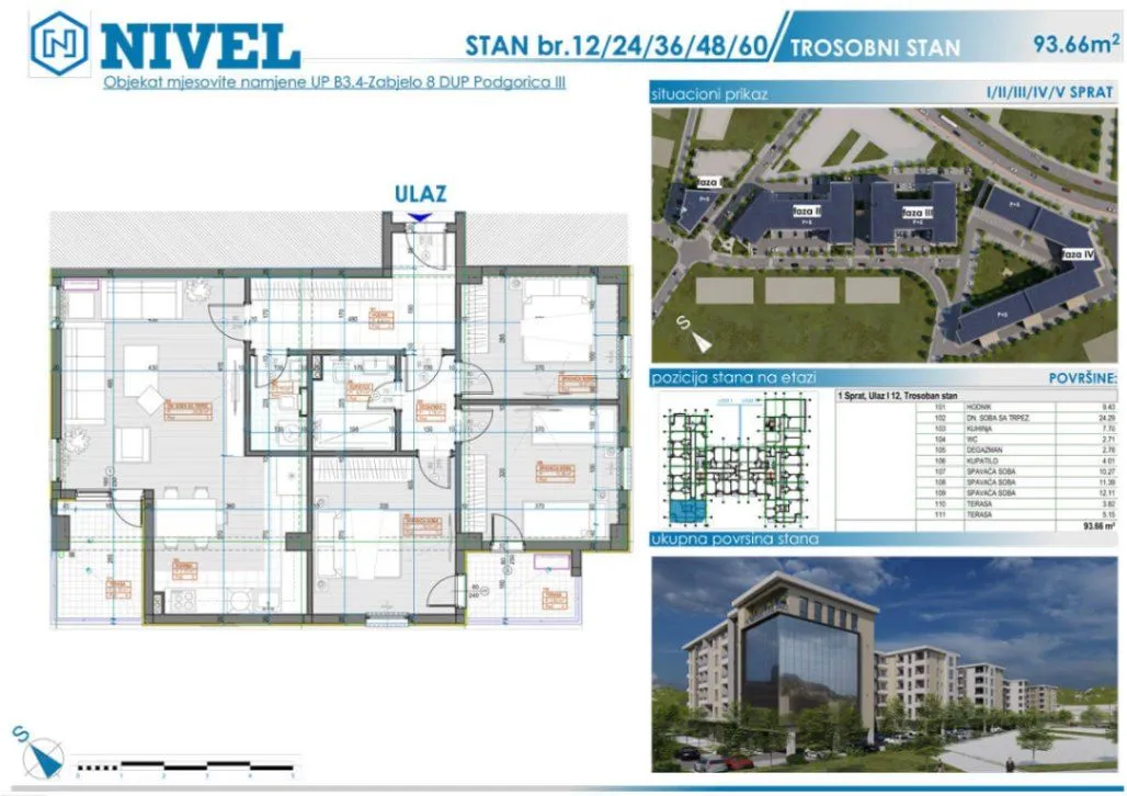 Prodaja, trosoban stan, 94m², Zabjelo, Podgorica