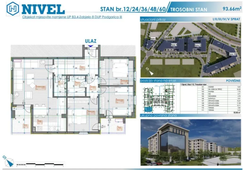 Prodaja, trosoban stan, 94m², Zabjelo, Podgorica