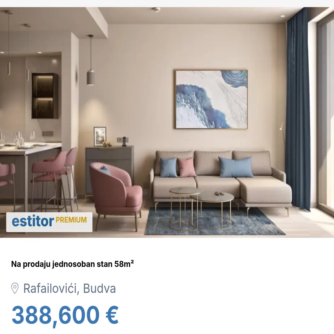 Sale, one bedroom apartment, 58m², Rafailovići, Budva