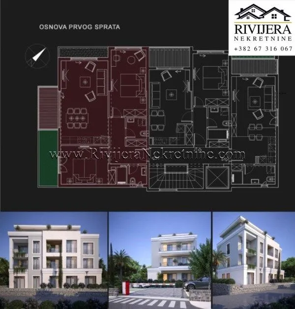 Sale, two bedroom apartment, 78m², Mrčevac, Tivat