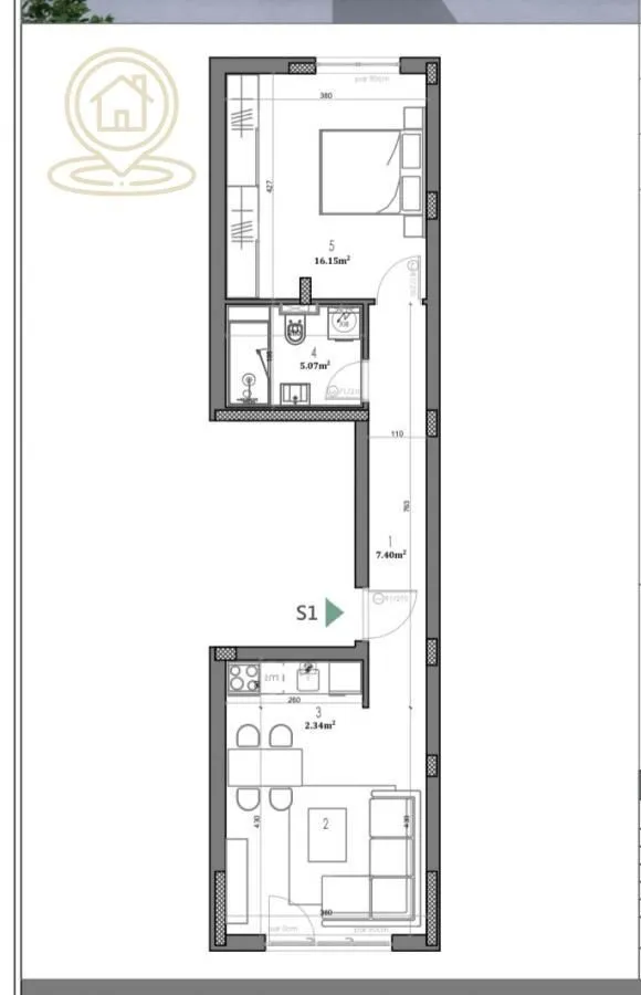 Sale, two bedroom apartment, 46m², Telep, Novi Sad Sve Podlokacije
