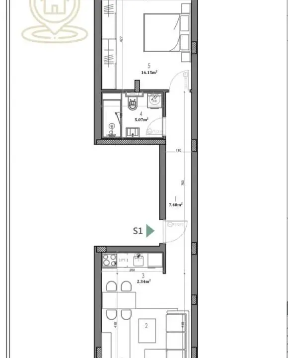 Sale, two bedroom apartment, 46m², Telep, Novi Sad Sve Podlokacije