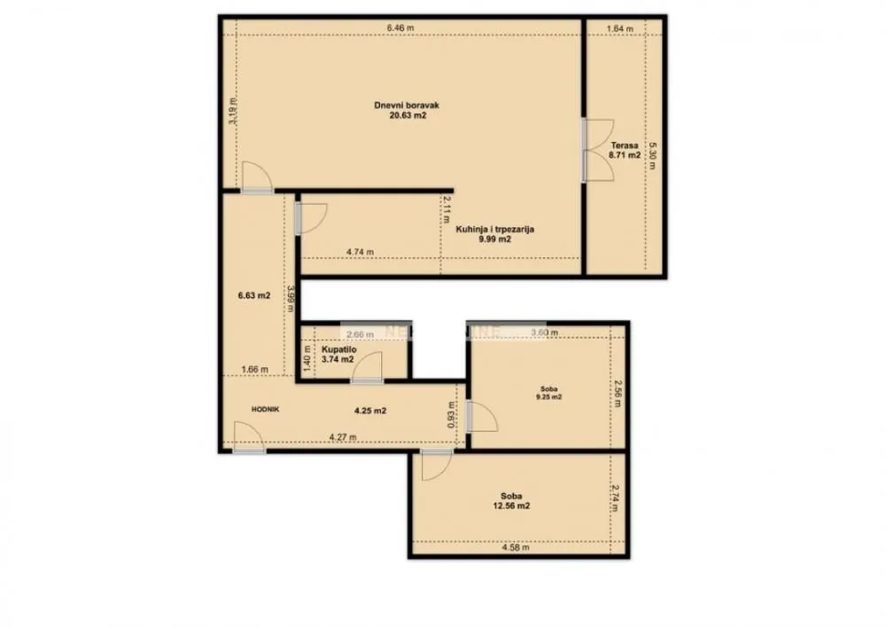 Sale, two bedroom apartment, 74m², Novi Beograd Blok 63, Novi Beograd Sve Podlokacije